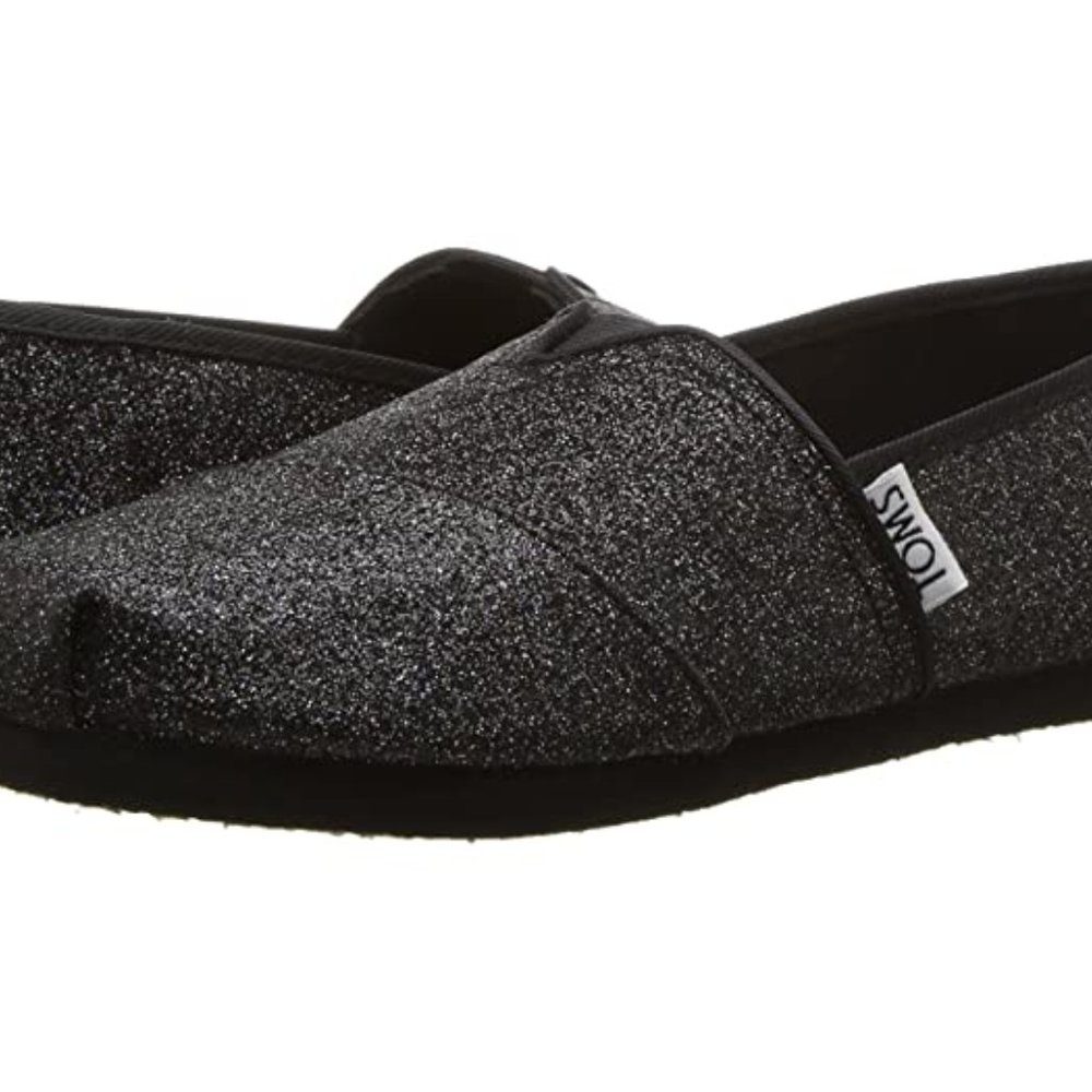 Toms blk iridescent glimmer. Womens 7/Youth 5.5